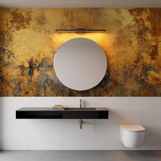 Abstract Gold Industrial Wallpaper, Peel and Stick Wabi Sabi Wall Mural, Luxury Metallic Grunge Decor, Modern Living Room Art-WP0151