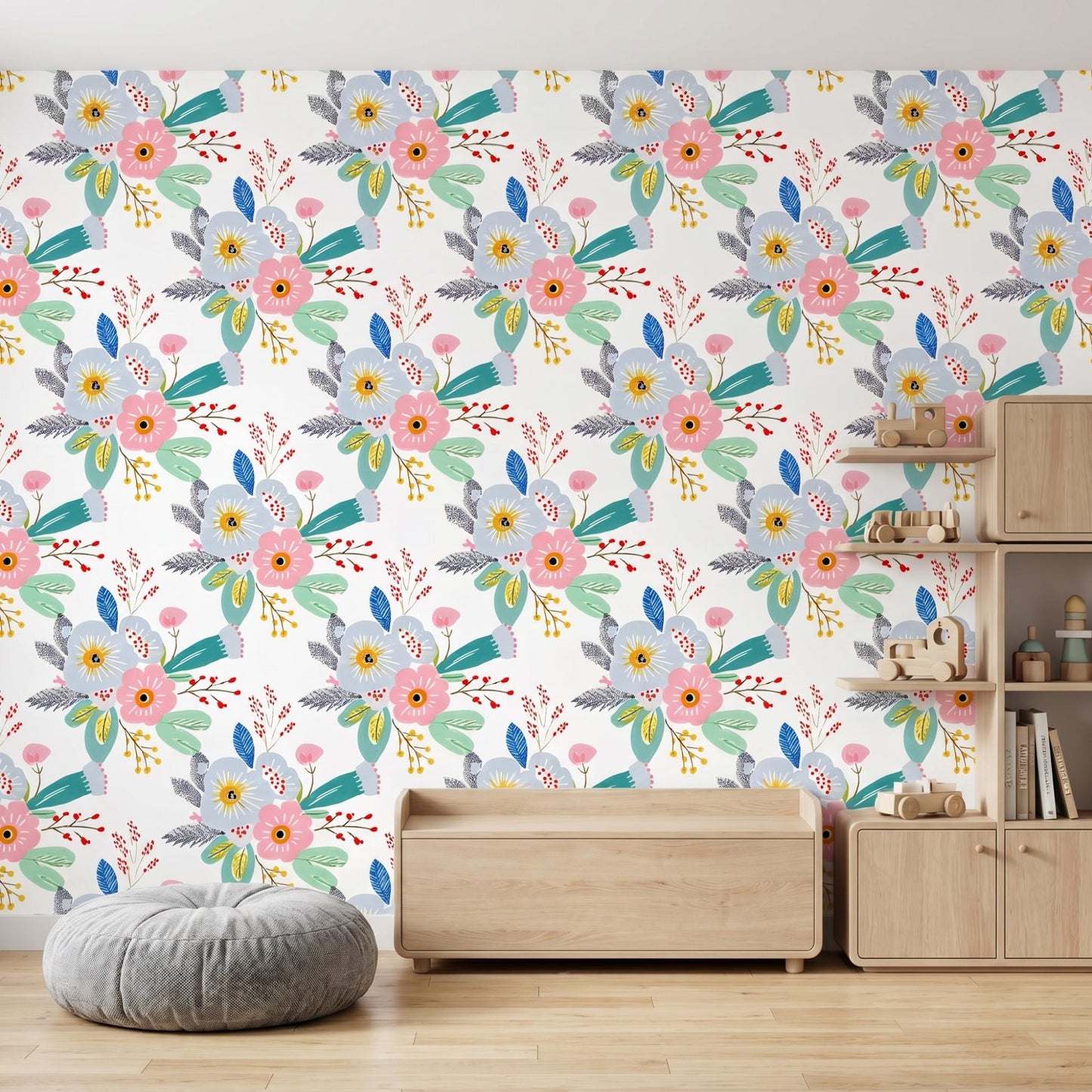 Colorful Floral Wallpaper Peel and Stick