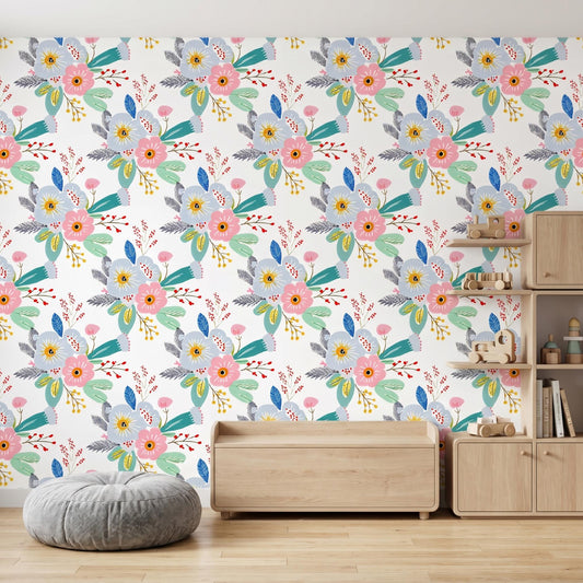 Colorful Floral Wallpaper Peel and Stick