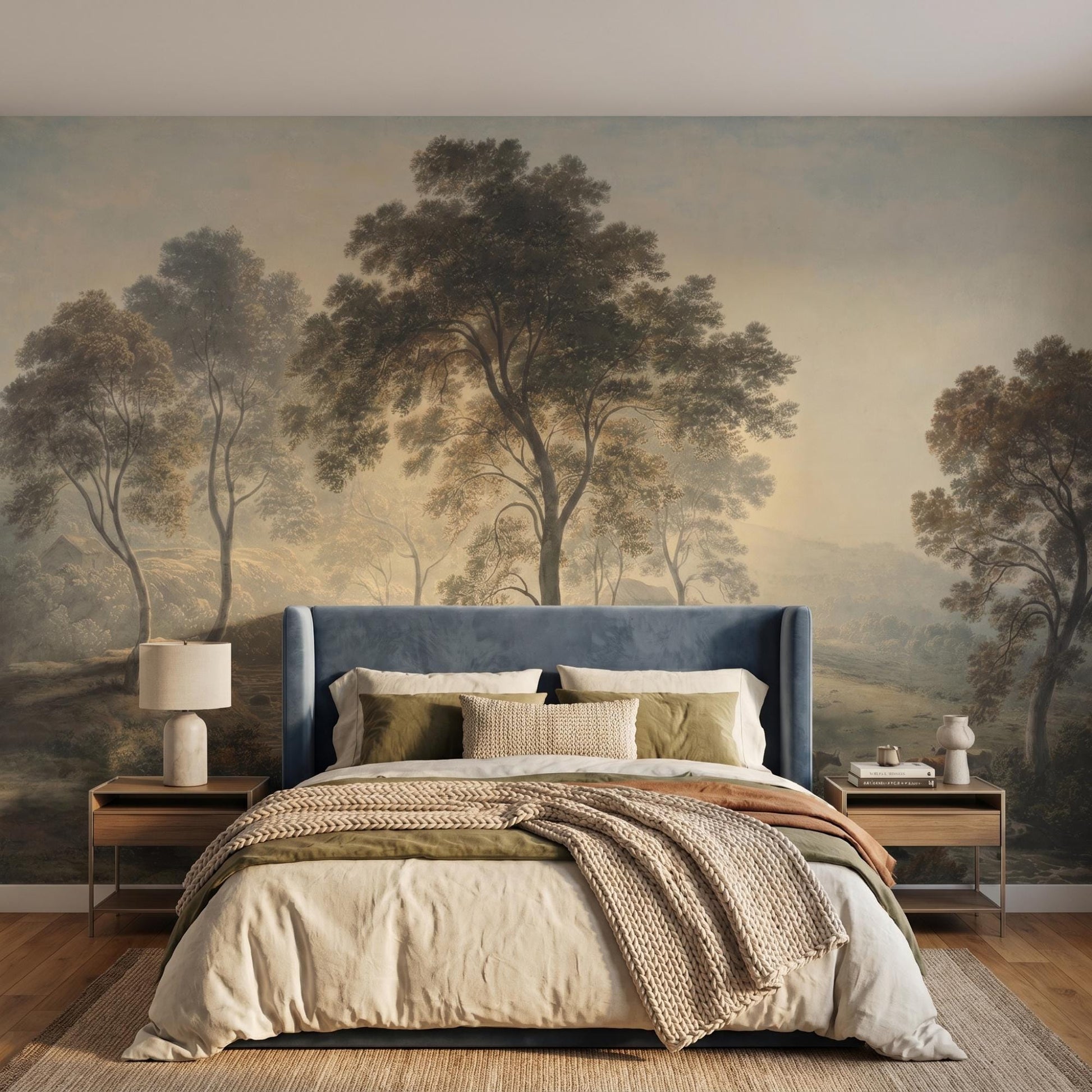 Vintage Landscape Peel and Stick Wall Mural | Antique Pastoral Farmhouse Decor (Removable Wallpaper)-WP0002
