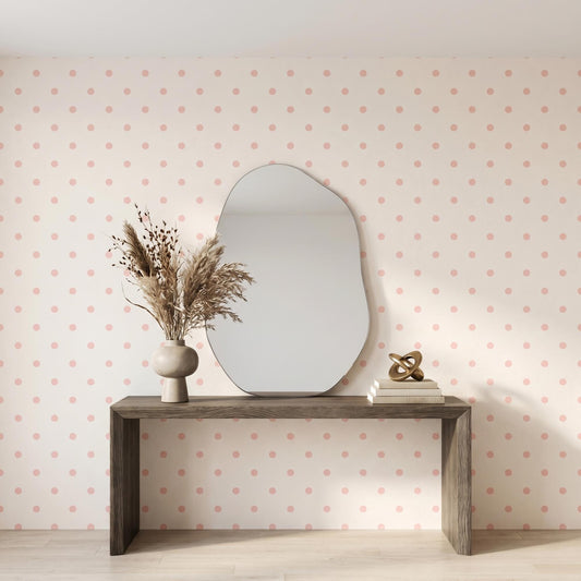 Pink Polka Dot Wallpaper – Minimalist Nursery Wall Mural