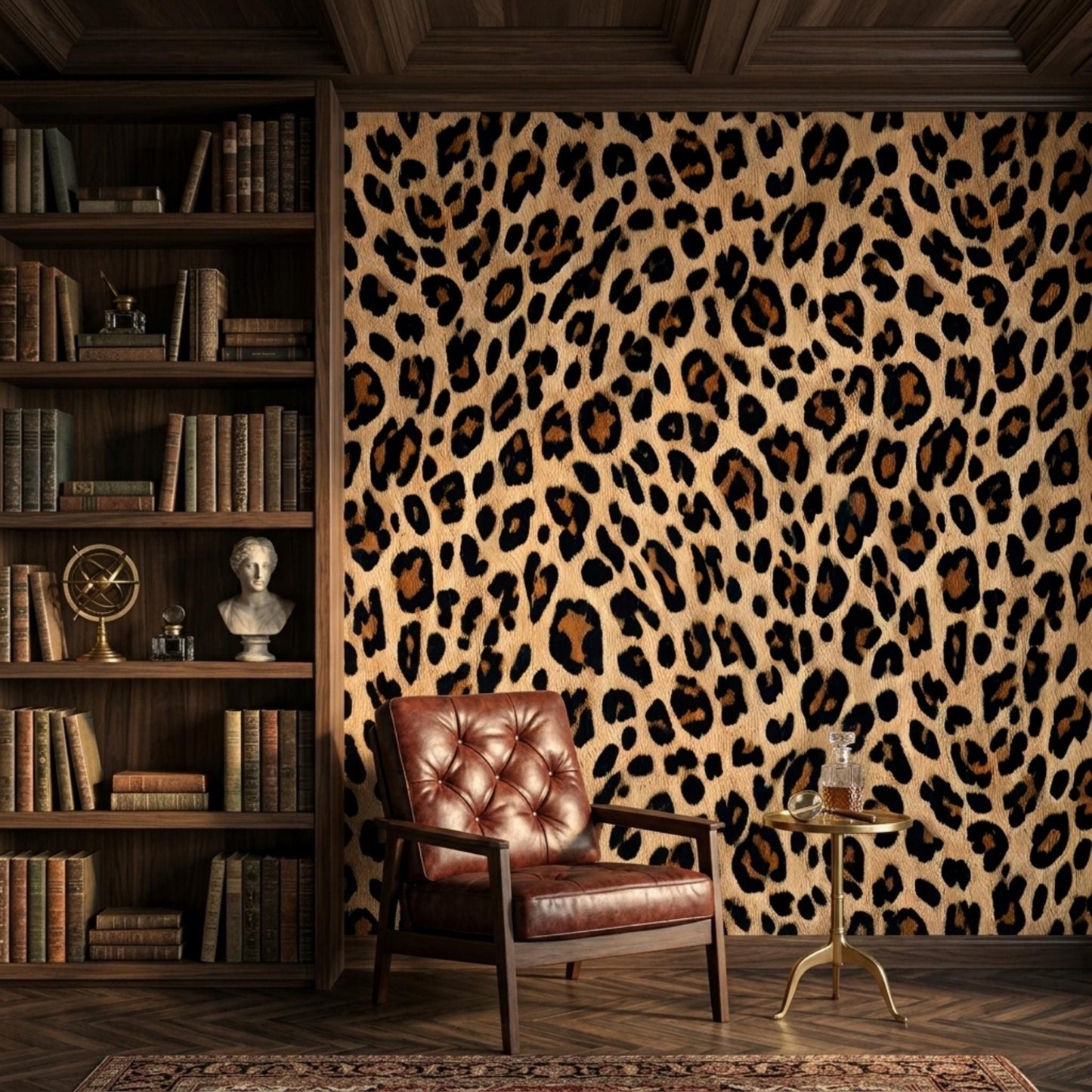 Tan and Brown Leopard Print Textured Wallpaper, Maximalist Animal Skin Wall Mural, Exotic Cheetah Pattern Home Decor-WP0051