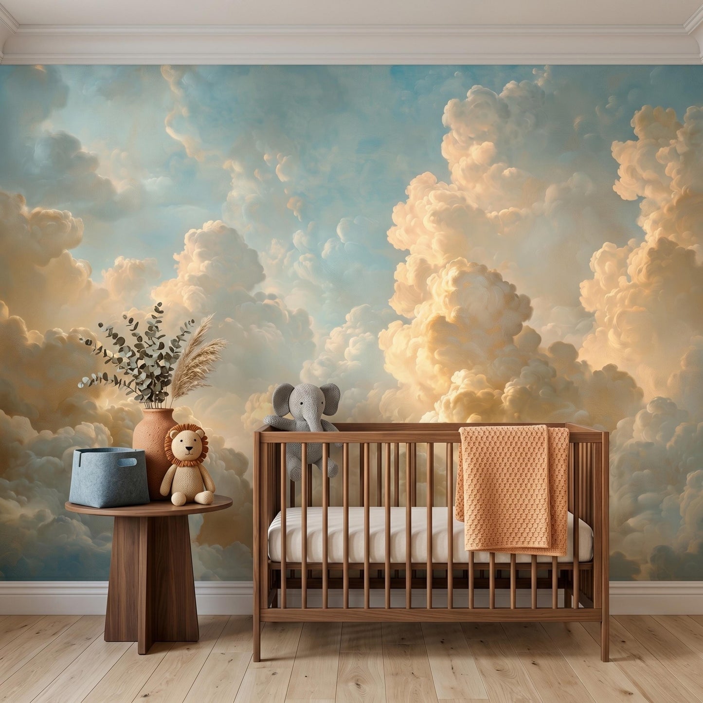 Vintage Cloud Wallpaper, Ethereal Sky Wall Mural, Dreamy Bedroom Decor, Aesthetic Peel and Stick Wallpaper, Renaissance Cloud Print-WP0104
