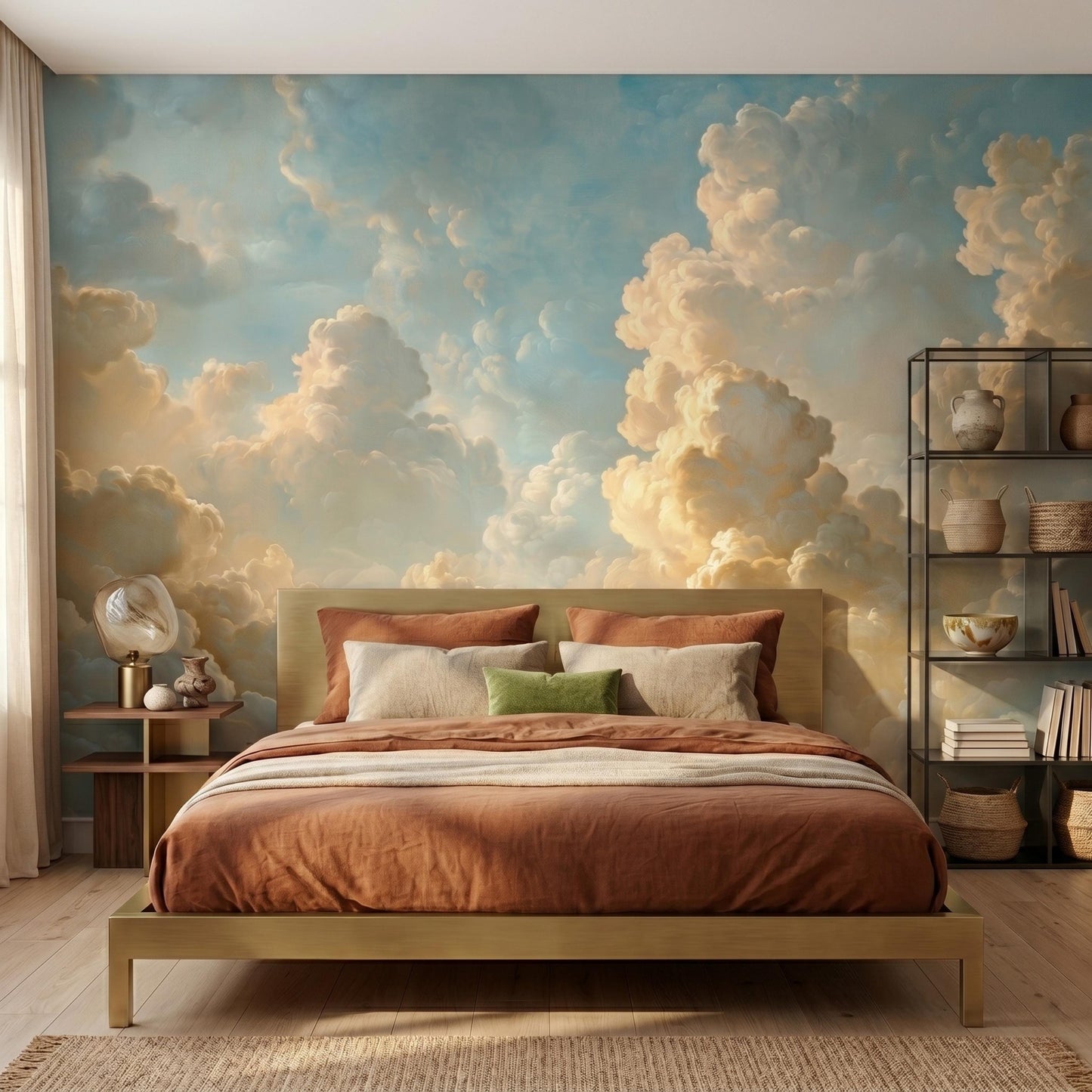 Vintage Cloud Wallpaper, Ethereal Sky Wall Mural, Dreamy Bedroom Decor, Aesthetic Peel and Stick Wallpaper, Renaissance Cloud Print-WP0104