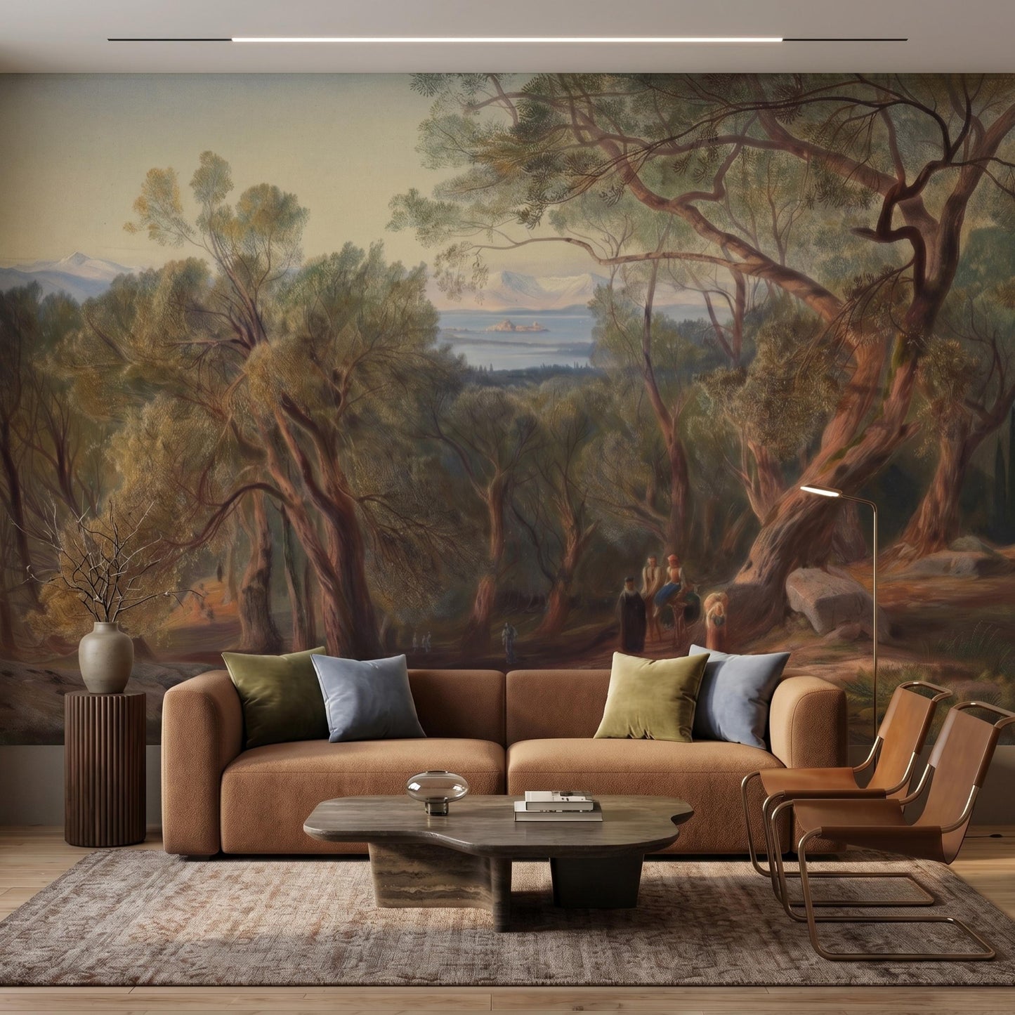 Vintage Tuscany Landscape Peel and Stick Wallpaper, Antique Scenic Wall Mural, Moody Renaissance Oil Painting, Removable Wall Decor-WP0130