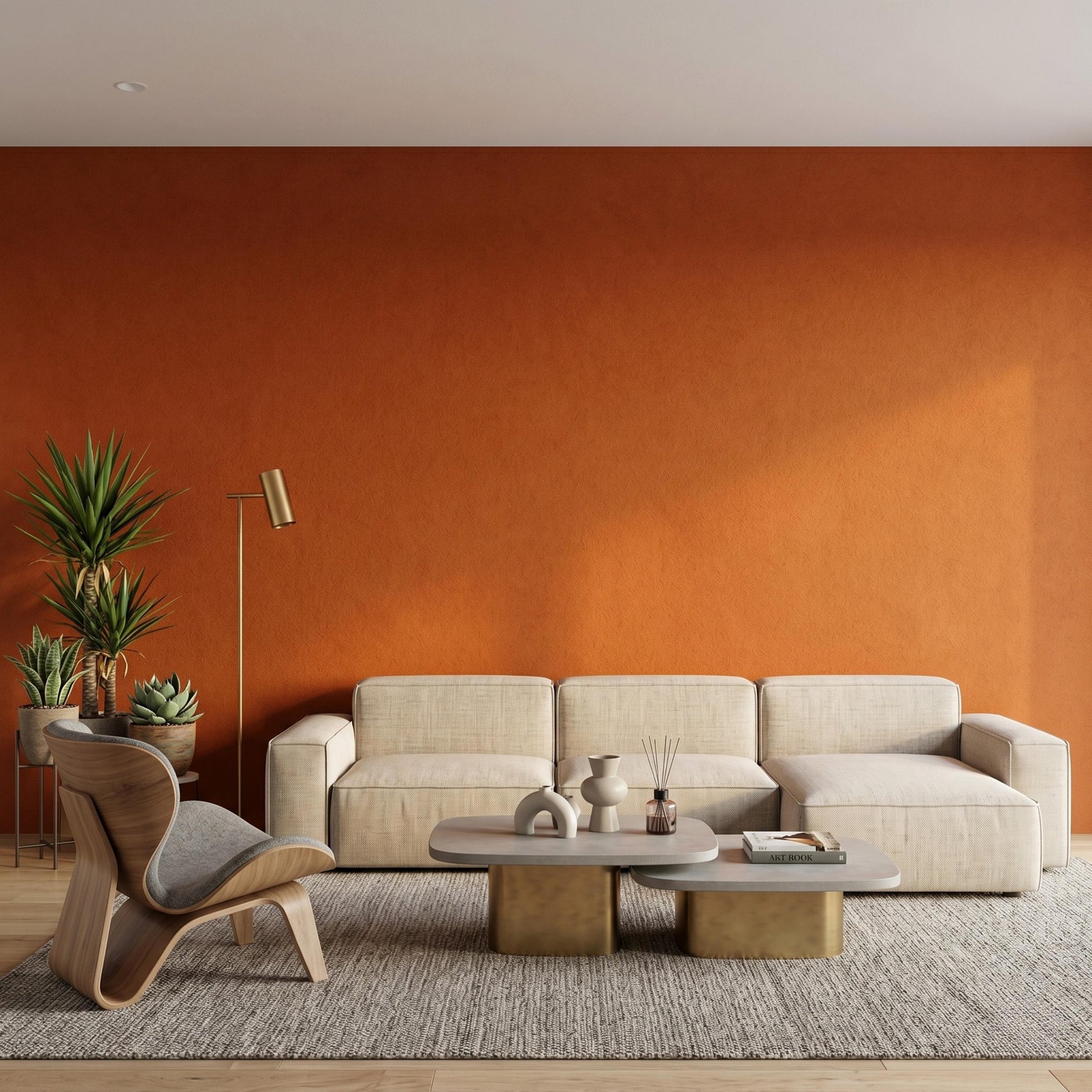 Terracotta Burnt Orange Textured Peel and Stick Wallpaper, French Provincial Wall Decor, Vintage Aesthetic Room Mural, Rustic Office-WP0113
