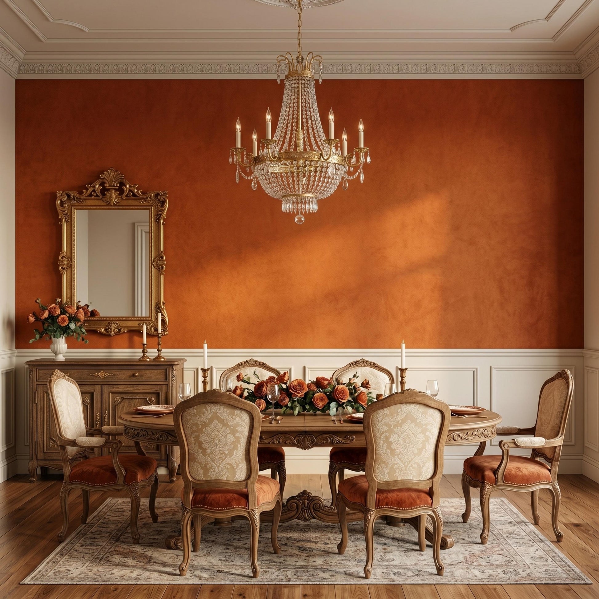 Terracotta Burnt Orange Textured Peel and Stick Wallpaper, French Provincial Wall Decor, Vintage Aesthetic Room Mural, Rustic Office-WP0113