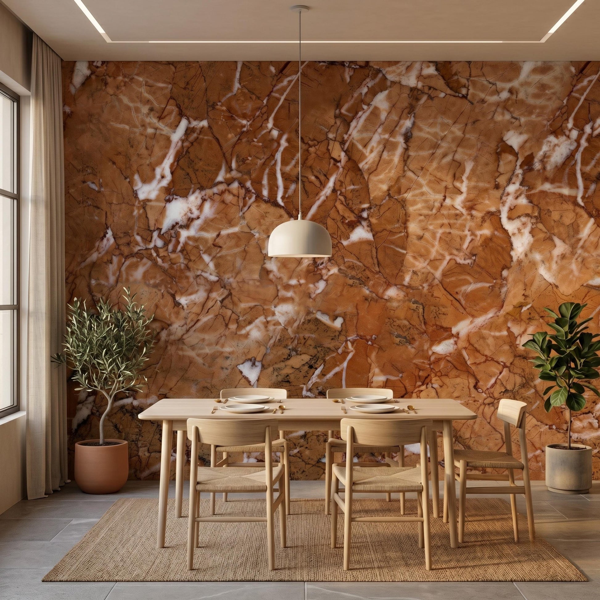 Brown Marble Peel and Stick Wallpaper, Copper Stone Texture Wall Mural, Luxury Removable Wall Decor for Living Room-WP0152