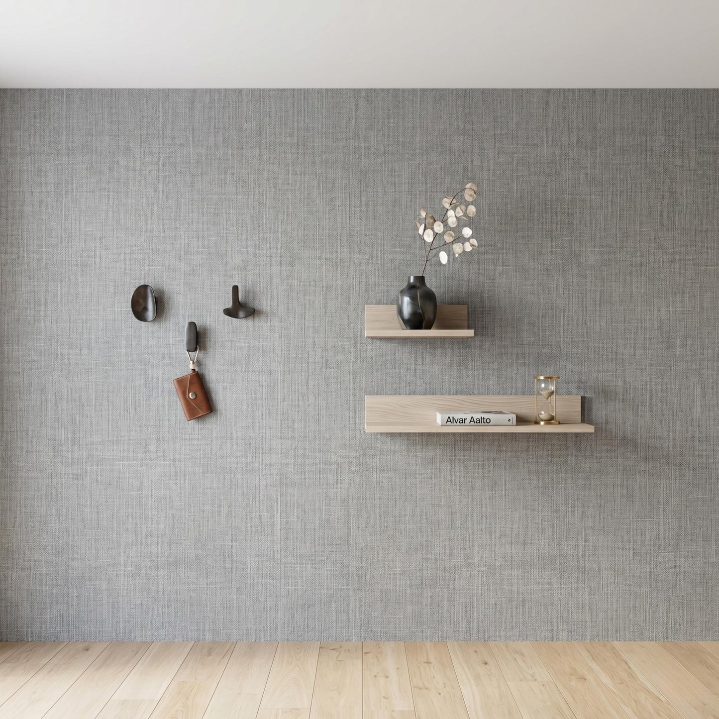 Textured Grey Linen Wallpaper | Removable Faux Fabric Wall Covering | Minimalist Bedroom Decor-WP0156