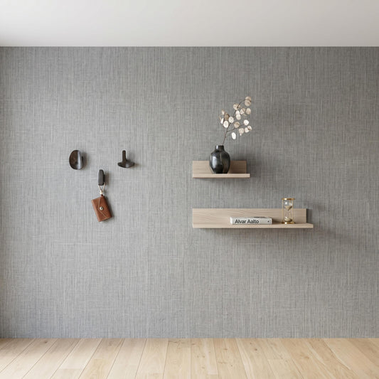 Textured Grey Linen Wallpaper | Removable Faux Fabric Wall Covering | Minimalist Bedroom Decor-WP0156