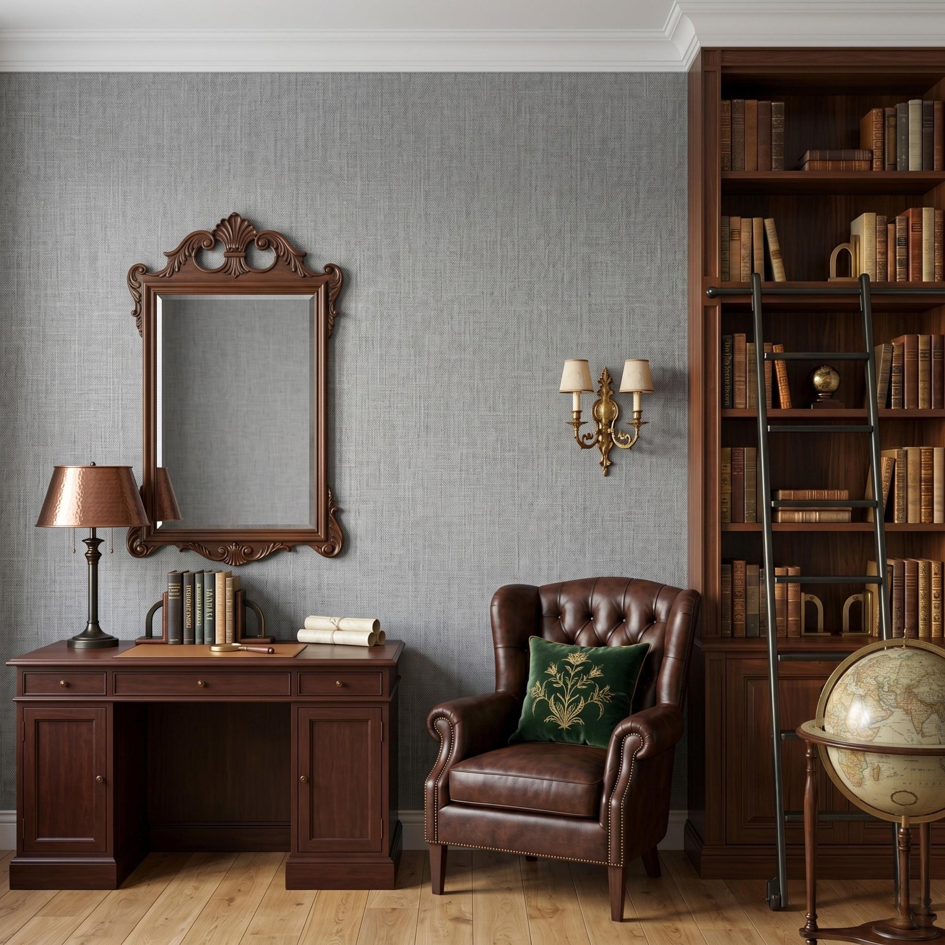 Textured Grey Linen Wallpaper | Removable Faux Fabric Wall Covering | Minimalist Bedroom Decor-WP0156