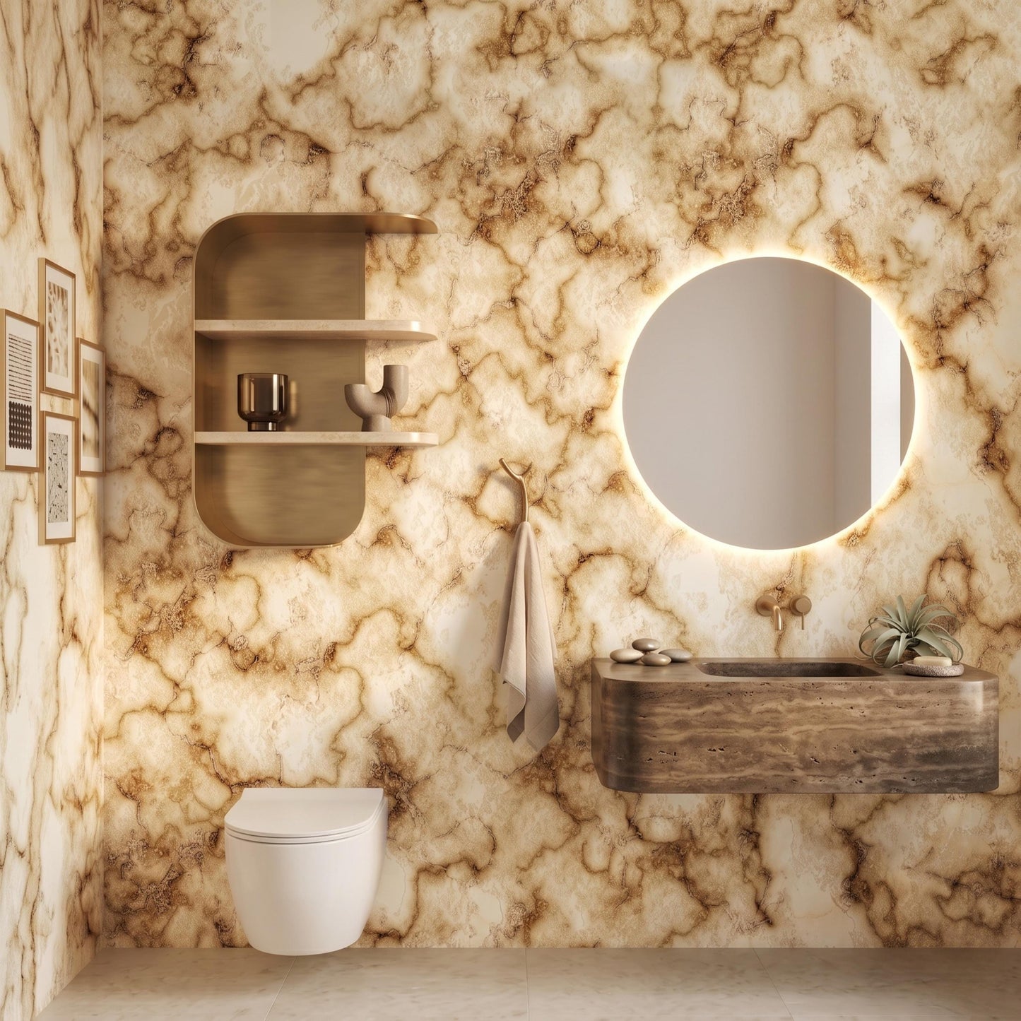 Brown Marble Peel and Stick Wallpaper, Luxury Stone Wall Mural, Removable Decor -WP0159