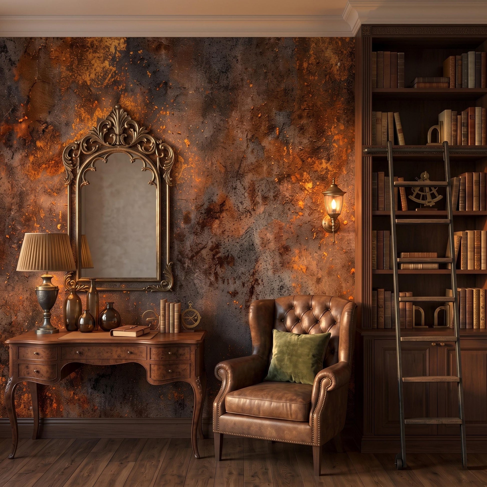 Rusted Metal Wallpaper: Distressed Copper Texture Peel and Stick Wall Decor -WP0160