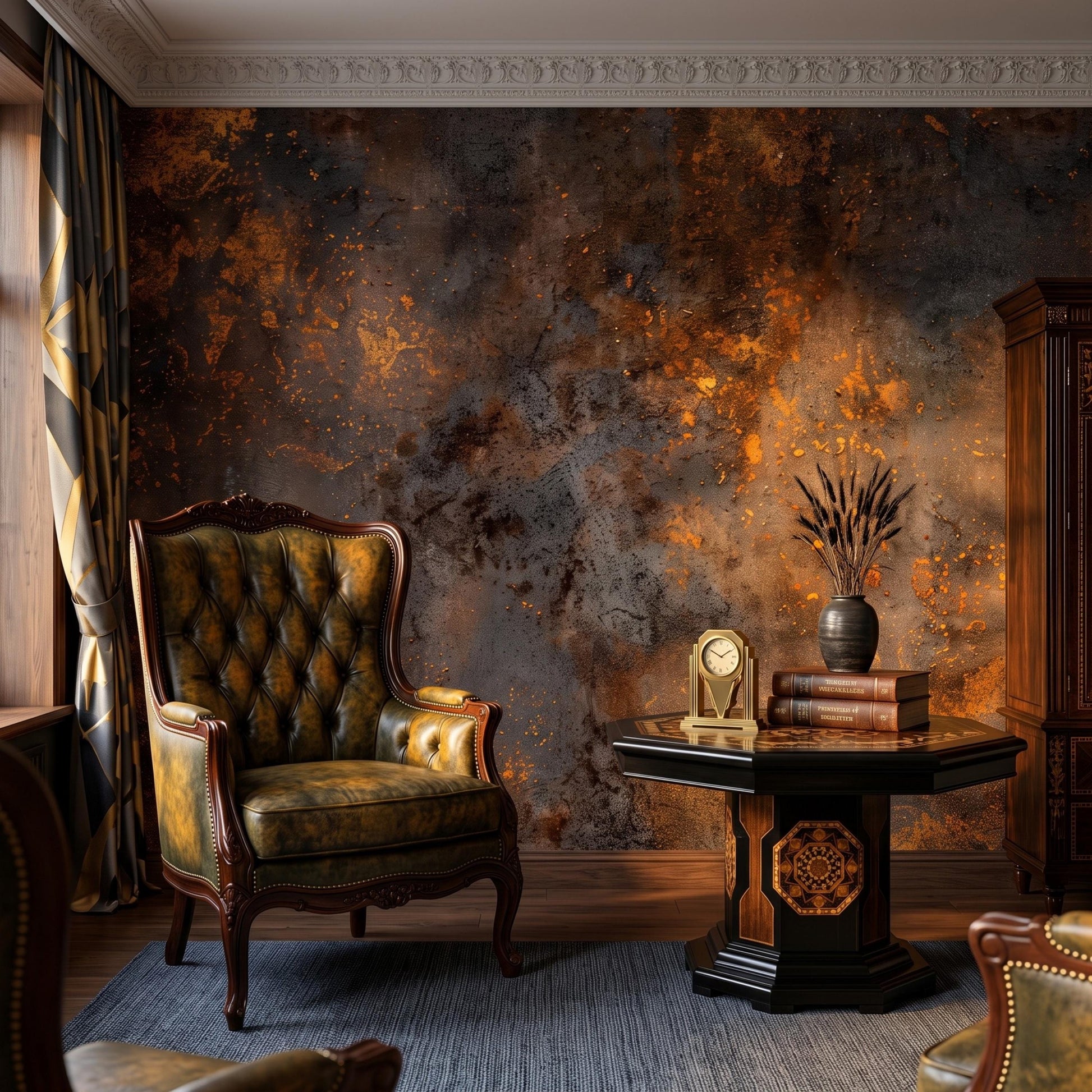 Rusted Metal Wallpaper: Distressed Copper Texture Peel and Stick Wall Decor -WP0160