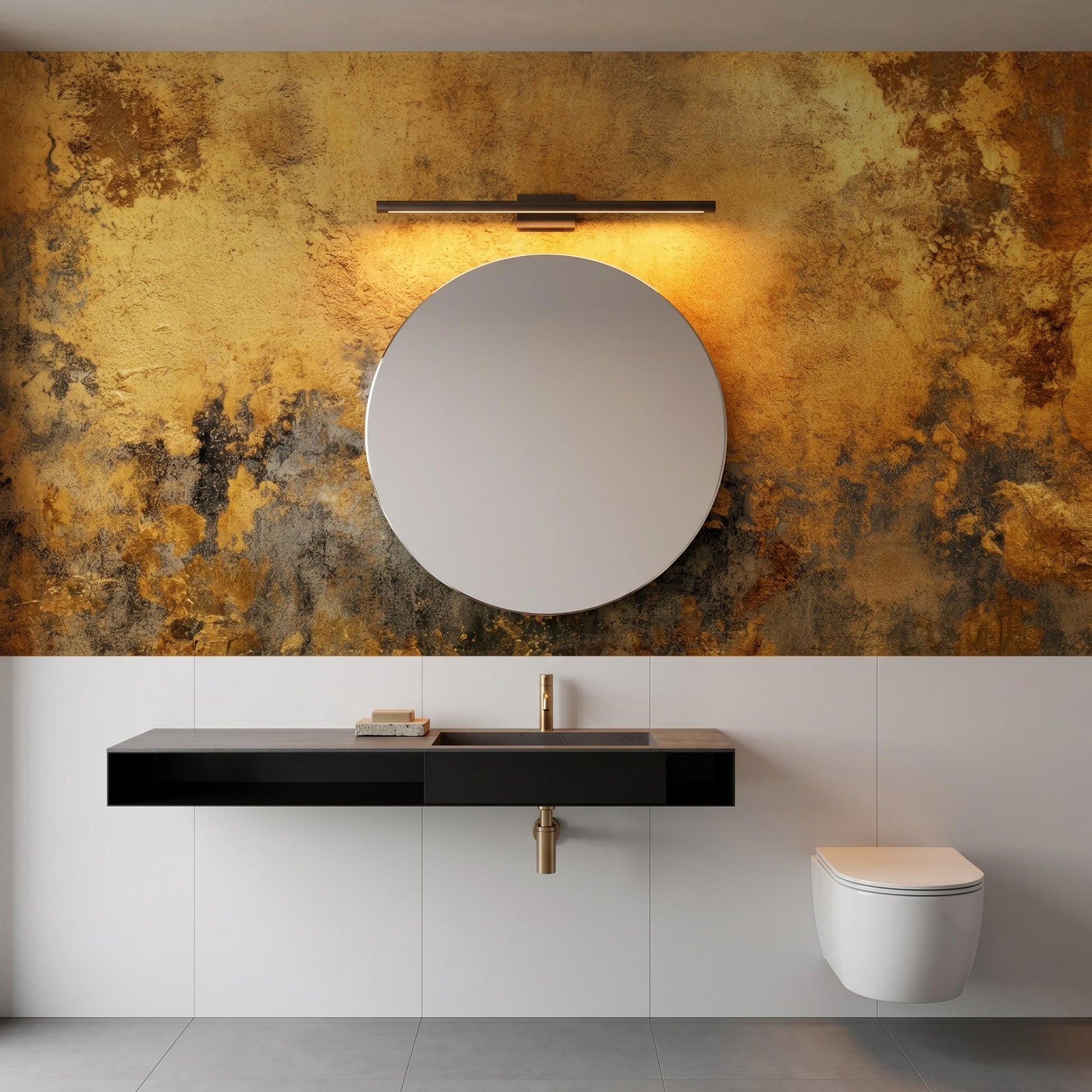 Abstract Gold Industrial Wallpaper, Peel and Stick Wabi Sabi Wall Mural, Luxury Metallic Grunge Decor, Modern Living Room Art-WP0151