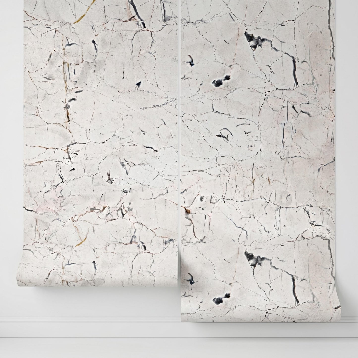 White Marble Peel and Stick Wallpaper, Faux Stone Wall Mural, Cracked Marble Texture Removable Wall Art for Living Room-WP0153