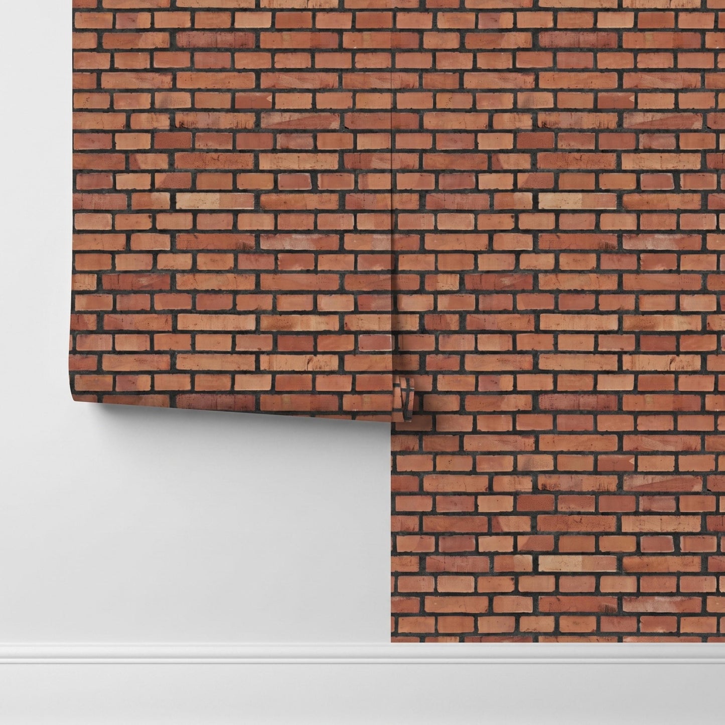 Natural Red Brick Wallpaper | Vintage Industrial Wall Mural | Distressed Brick Peel and Stick-WP0166
