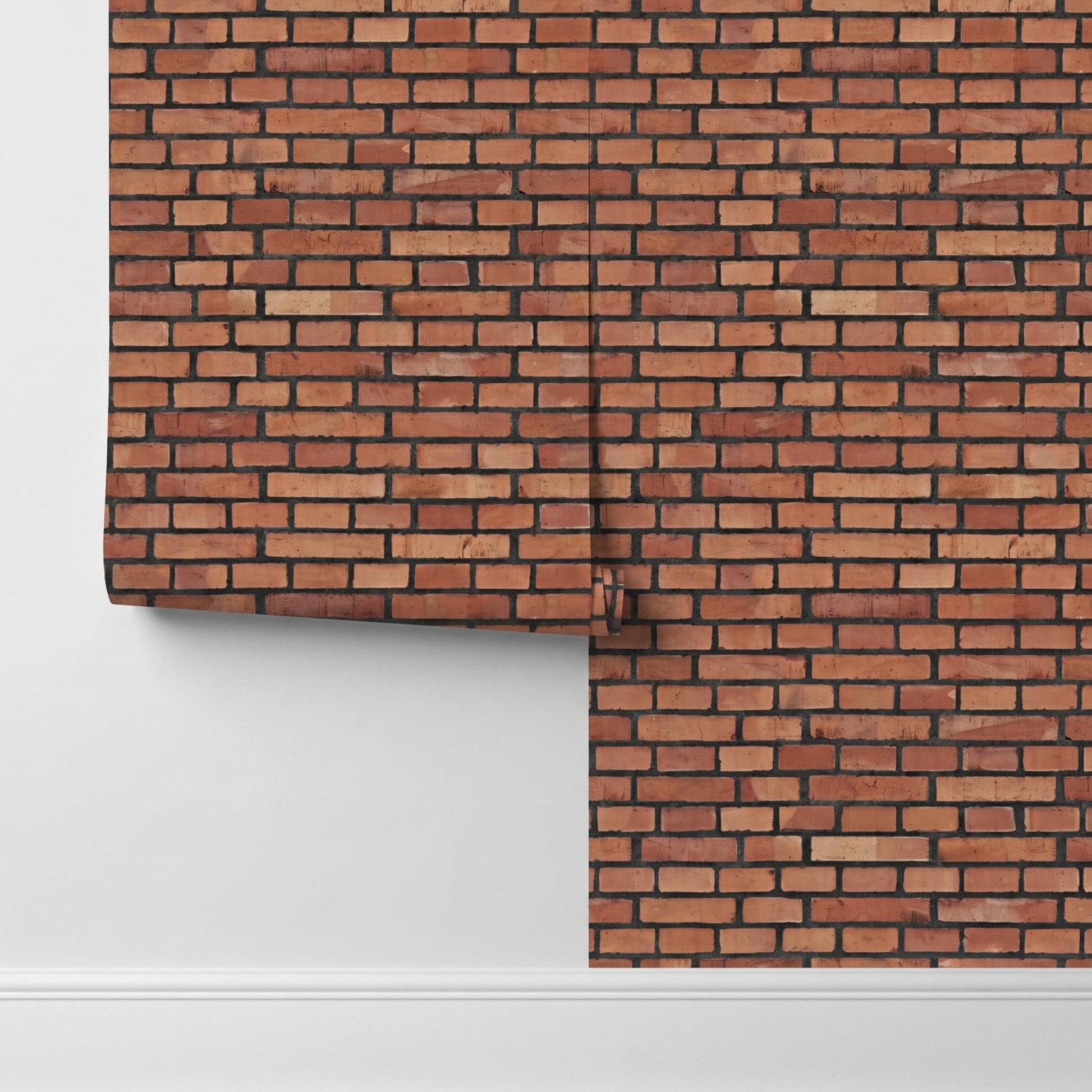 Natural Red Brick Wallpaper | Vintage Industrial Wall Mural | Distressed Brick Peel and Stick-WP0166