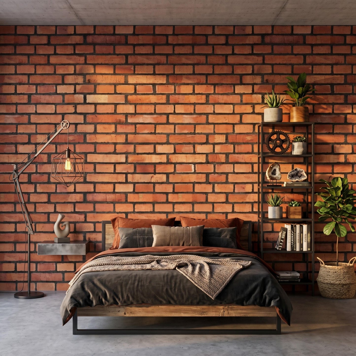 Natural Red Brick Wallpaper | Vintage Industrial Wall Mural | Distressed Brick Peel and Stick-WP0166