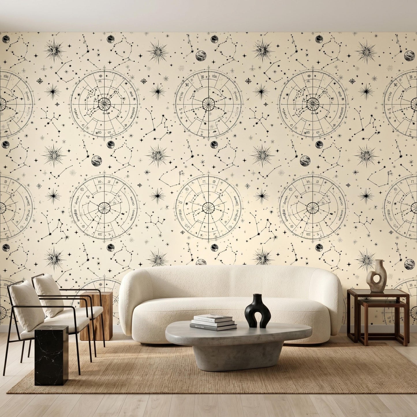 Vintage Celestial Astrology Wallpaper, Zodiac Constellation Star Map Mural, Peel and Stick Room Decor-WP0154