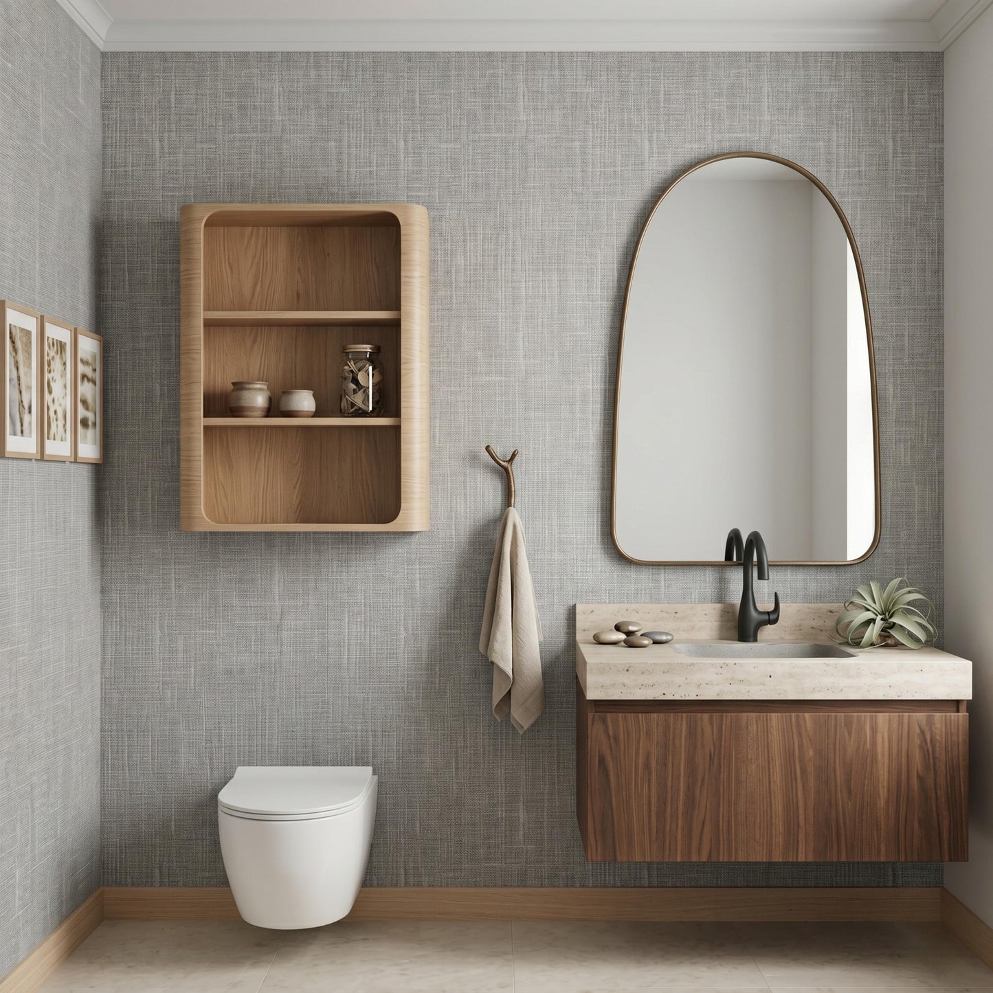 Textured Grey Linen Wallpaper | Removable Faux Fabric Wall Covering | Minimalist Bedroom Decor-WP0156