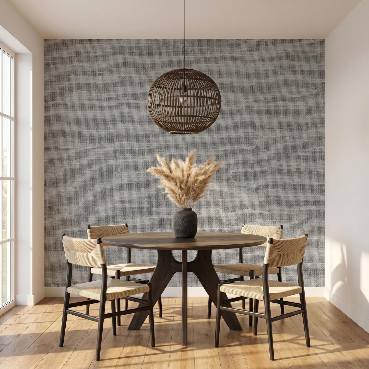 Textured Grey Linen Wallpaper | Removable Faux Fabric Wall Covering | Minimalist Bedroom Decor-WP0156