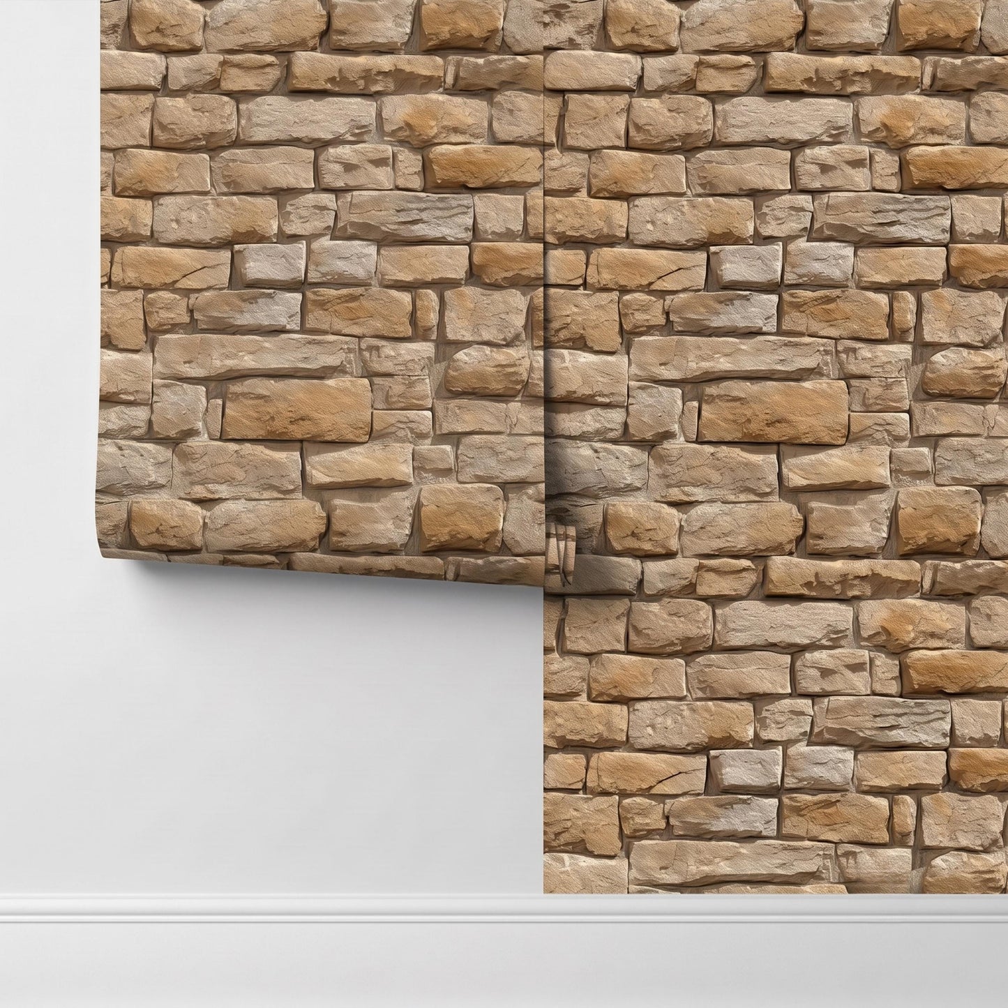 Rustic Stone Texture Faux Brick Wallpaper, Peel and Stick Accent Wall, Farmhouse Home Decor-WP0167