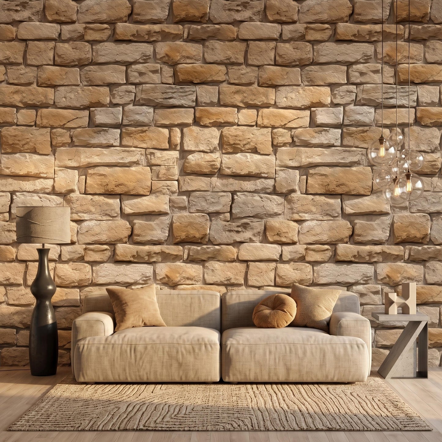 Rustic Stone Texture Faux Brick Wallpaper, Peel and Stick Accent Wall, Farmhouse Home Decor-WP0167