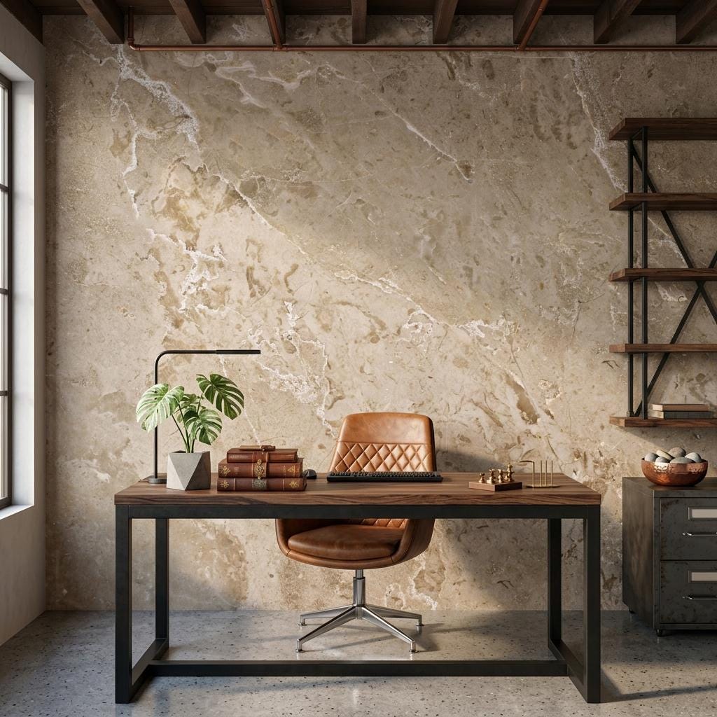 Beige Marble Texture Wallpaper Mural – Luxury Neutral Stone Wall Art -WP0172