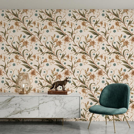 William Morris Floral Wallpaper Mural, Art Nouveau Botanical Print-WP0175