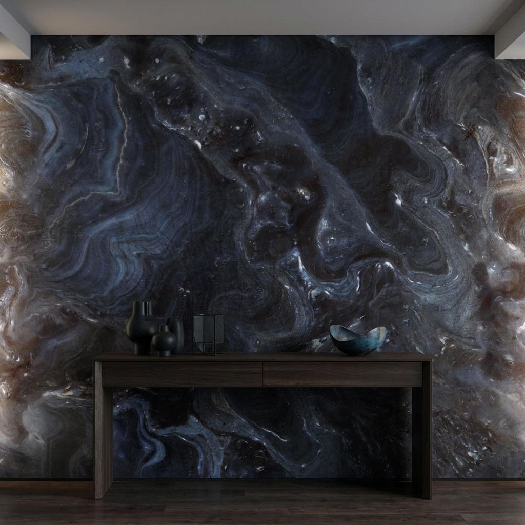 Dark Marble Stone Abstract Wallpaper, Moody Luxury Wall Mural, Modern Home Decor Art-WP0187