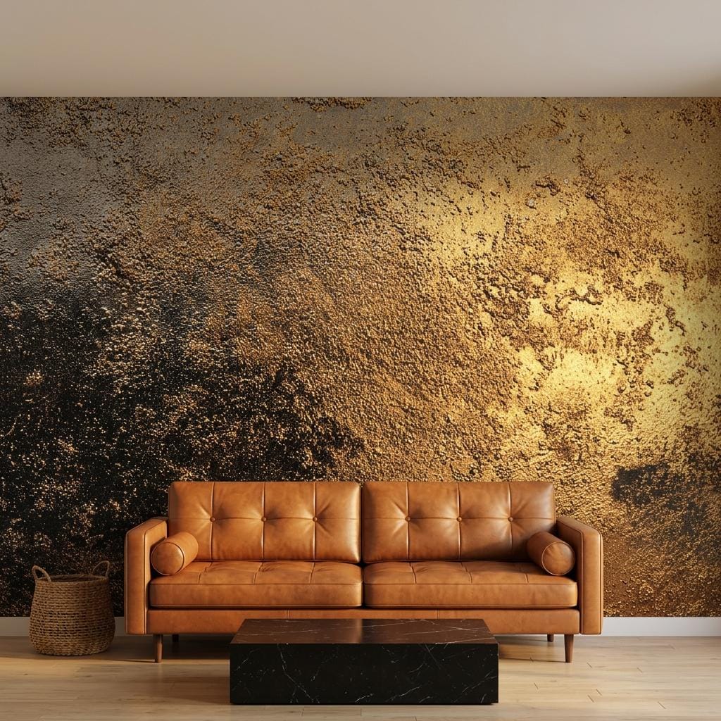 Gold Abstract Textured Wall Mural, Modern Luxury Home Decor, Rustic Metallic Wallpaper, Minimalist Bold Accent Wall-WP0188