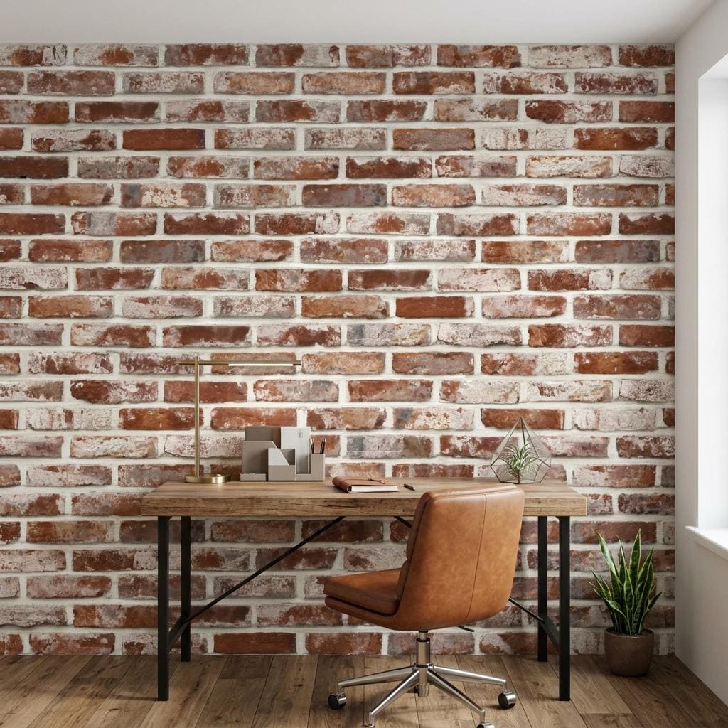 Rustic Industrial Red Brick Wallpaper, Exposed Brick Loft Decor Peel and Stick