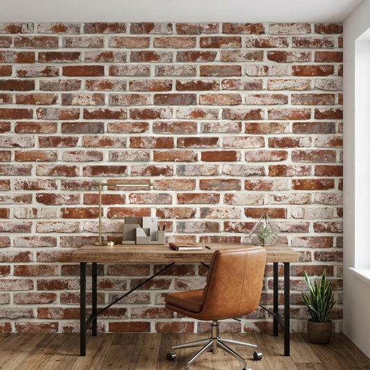 Rustic Industrial Red Brick Wallpaper, Exposed Brick Loft Decor Peel and Stick