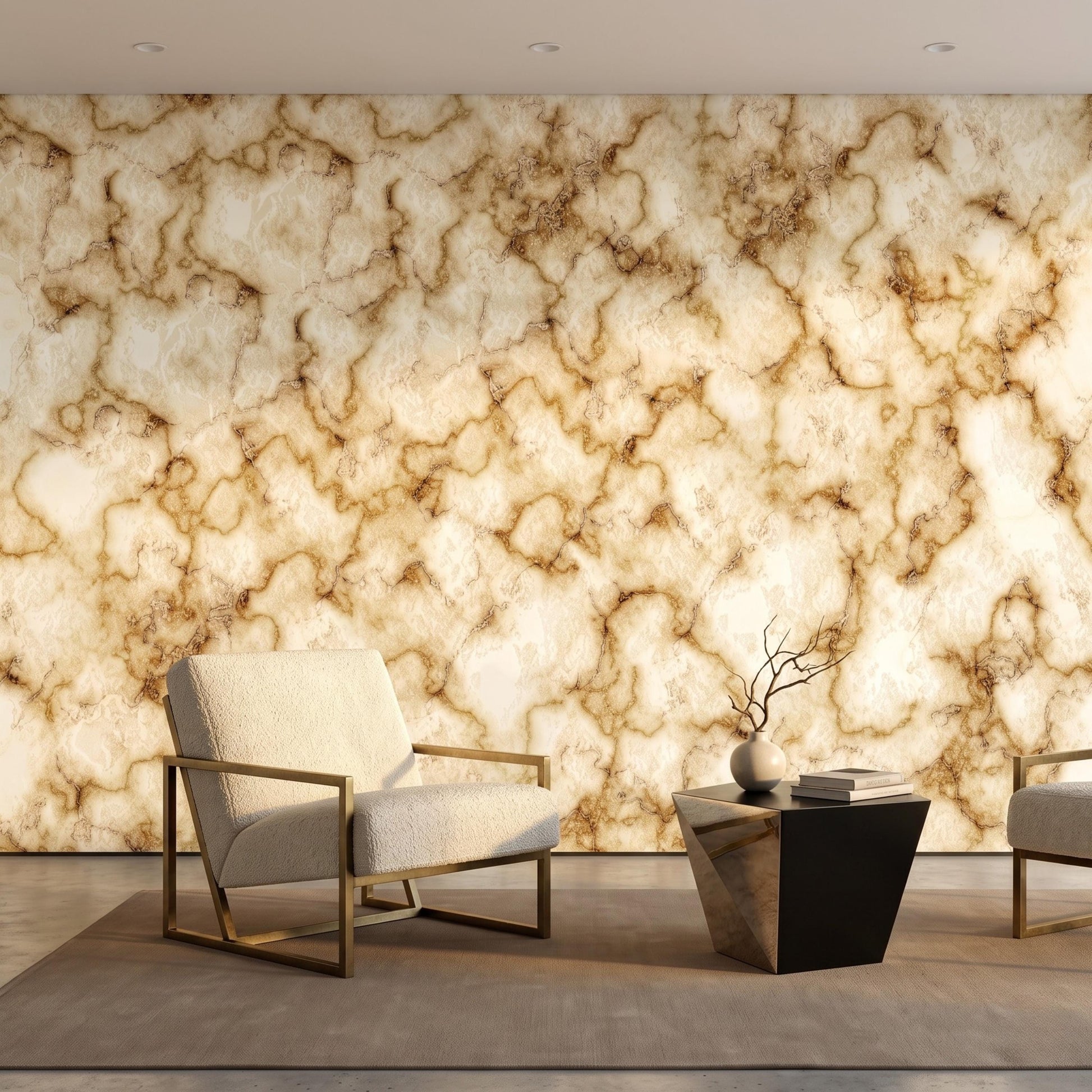 Brown Marble Peel and Stick Wallpaper, Luxury Stone Wall Mural, Removable Decor -WP0159