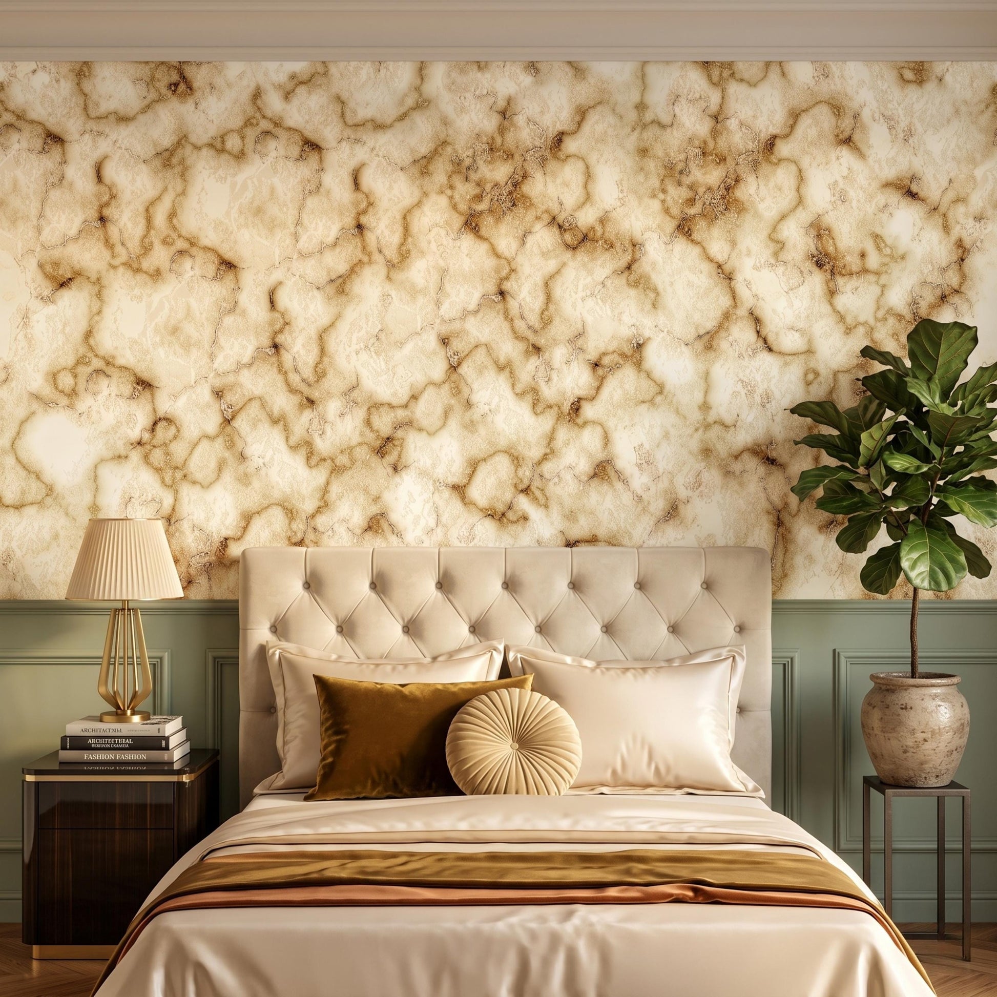 Brown Marble Peel and Stick Wallpaper, Luxury Stone Wall Mural, Removable Decor -WP0159