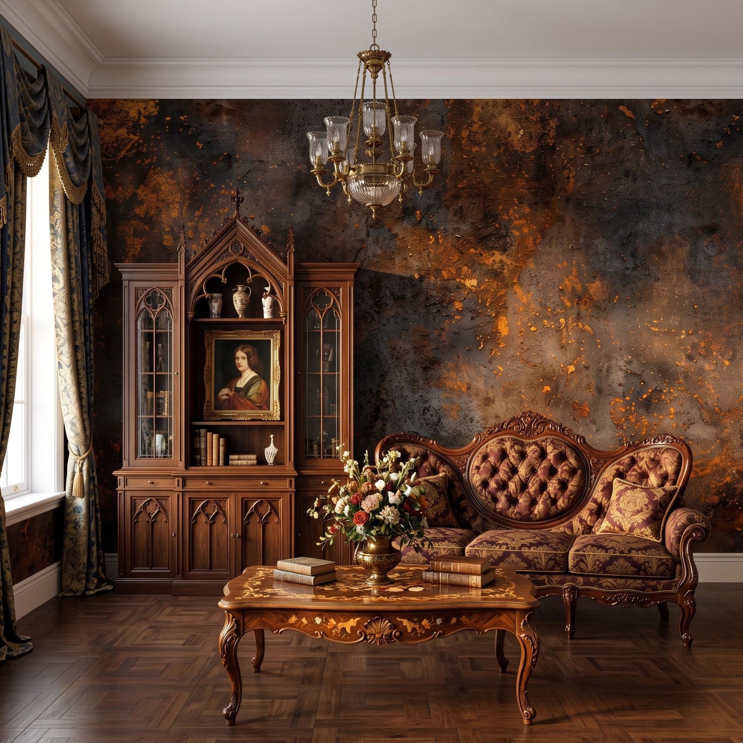 Rusted Metal Wallpaper: Distressed Copper Texture Peel and Stick Wall Decor -WP0160