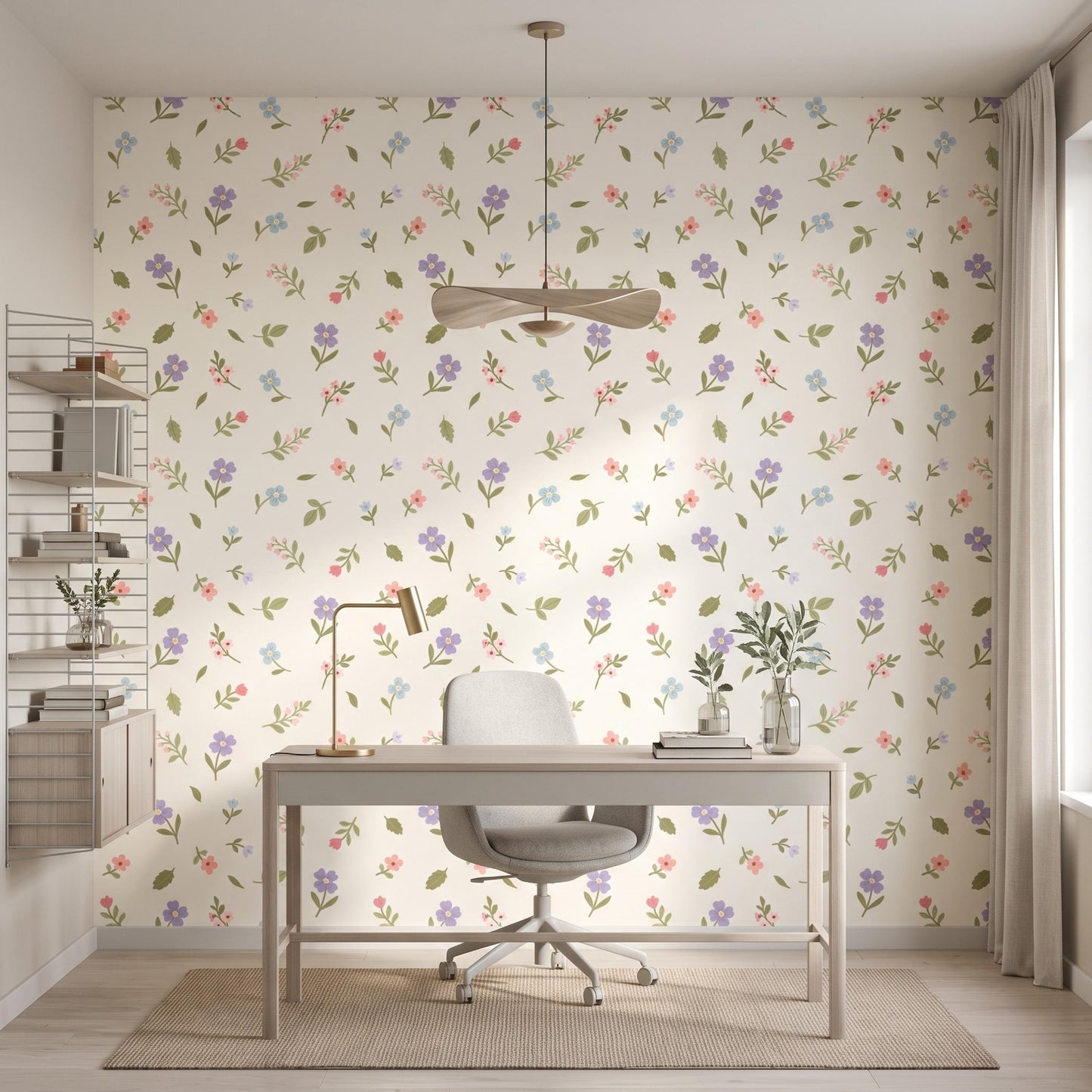 Pink Ditsy Floral Wallpaper, Peel and Stick or Traditional Removable Wall Decor-WP0161