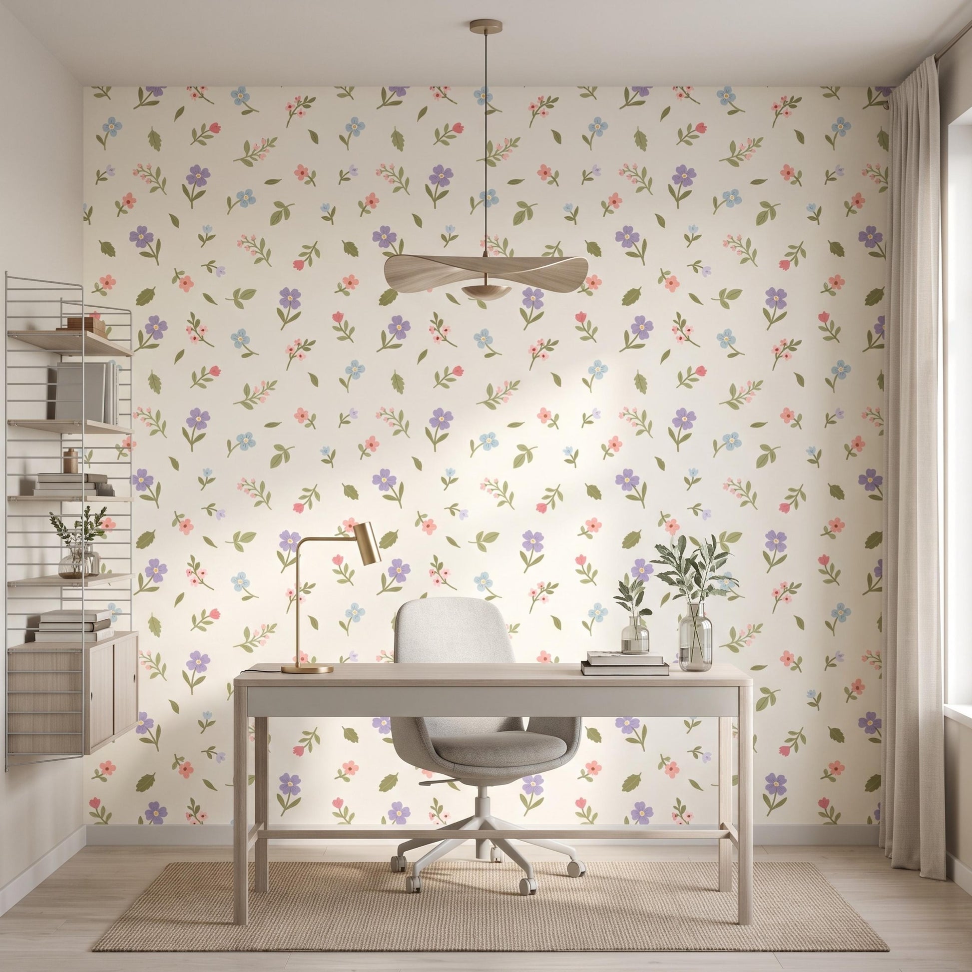 Pink Ditsy Floral Wallpaper, Peel and Stick or Traditional Removable Wall Decor-WP0161