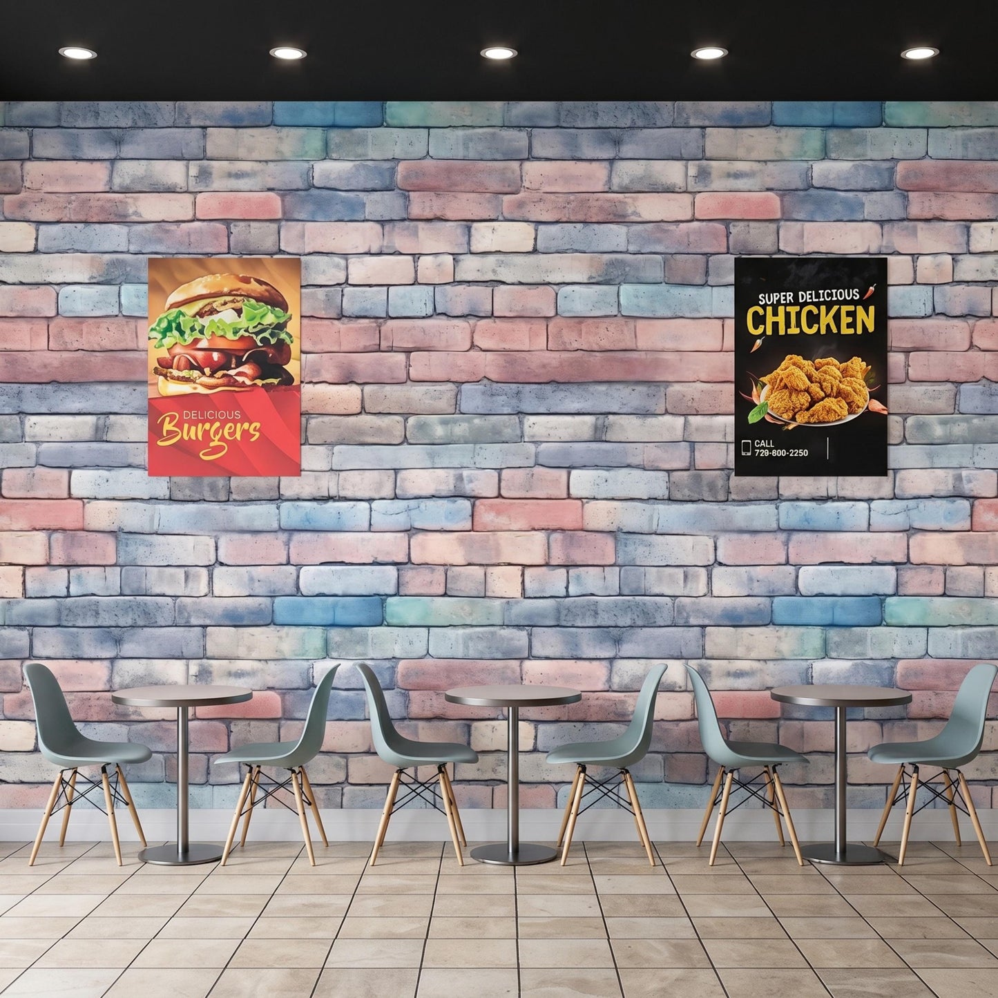 Pastel Watercolor Brick Wallpaper Mural, Soft Faux Brick Wall Decal, Minimalist Home Decor-WP0165