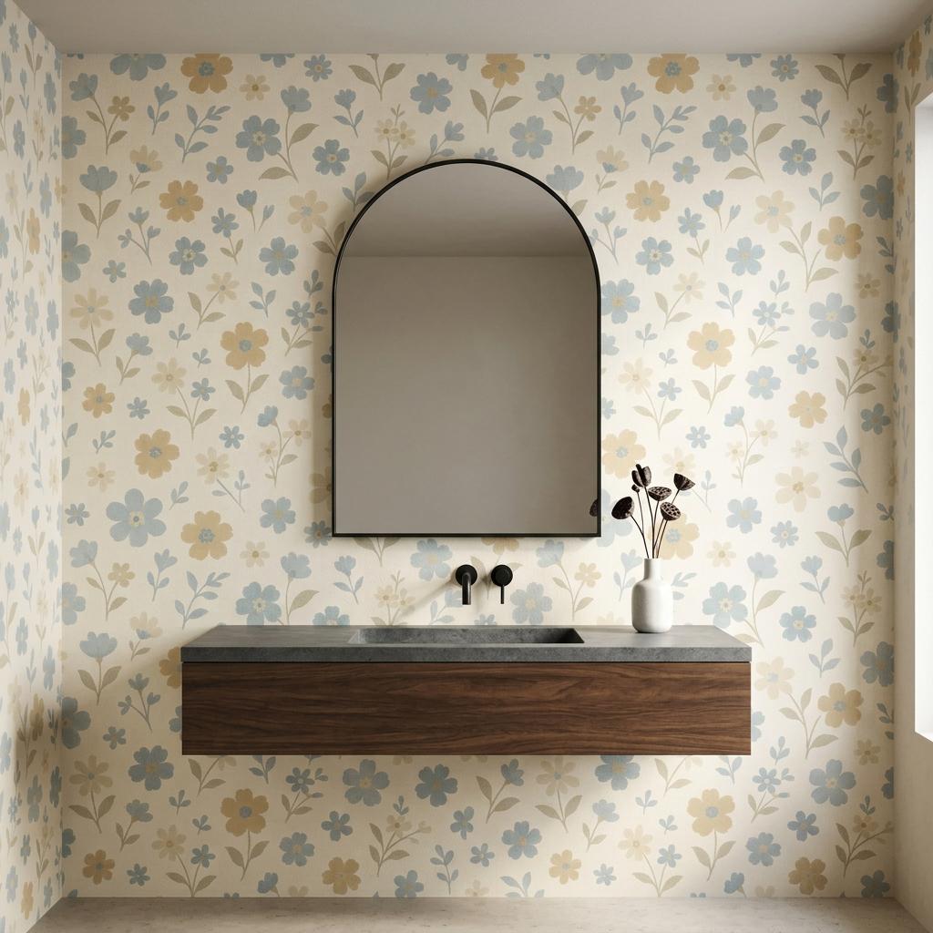 Vintage Floral Wallpaper – Blue Cottagecore Peel and Stick Mural-WP0134