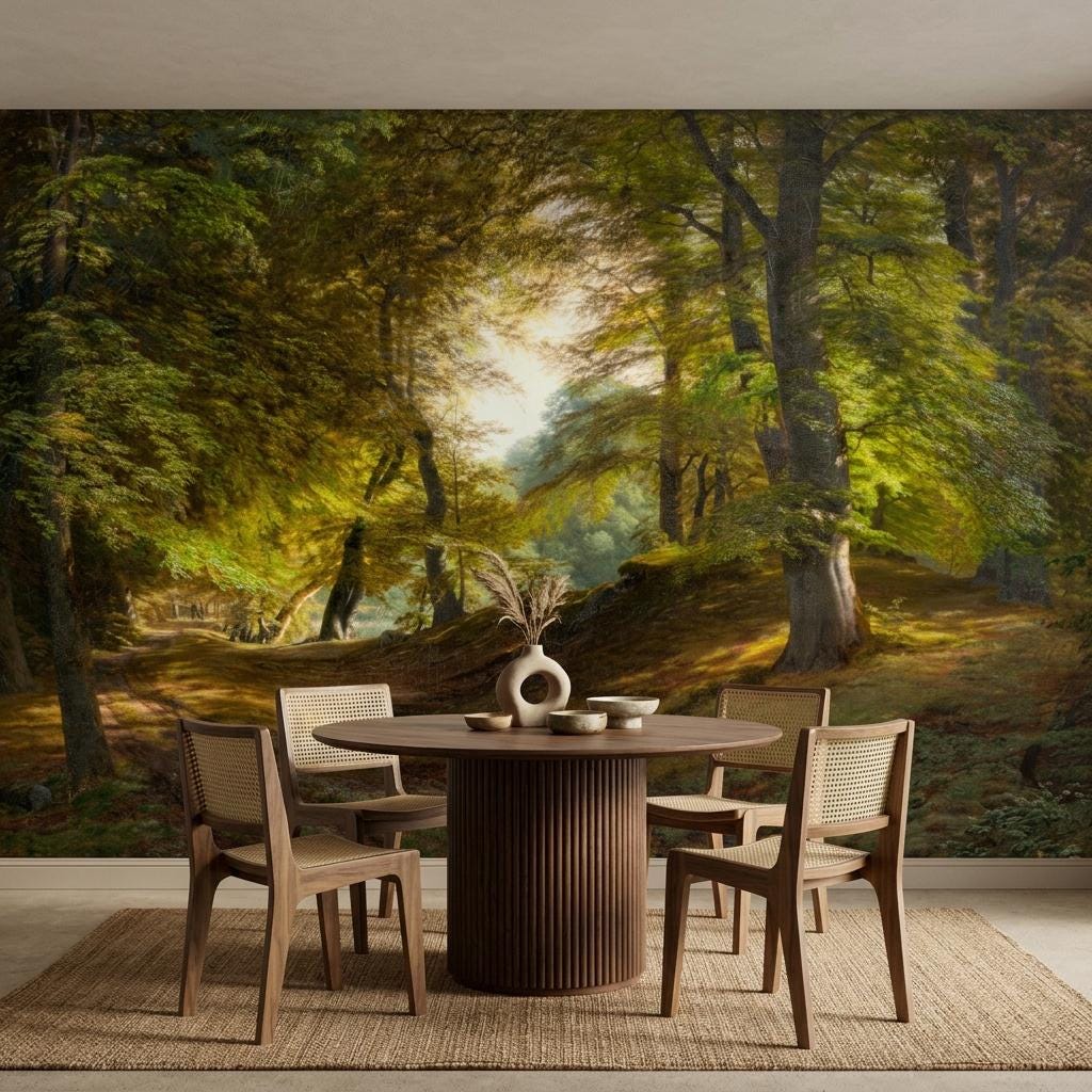 Moody Forest Wallpaper Mural – Enchanting Woodland Wall Art-WP0171