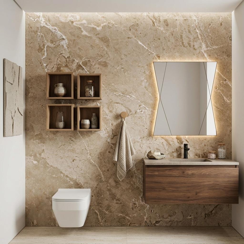 Beige Marble Texture Wallpaper Mural – Luxury Neutral Stone Wall Art -WP0172