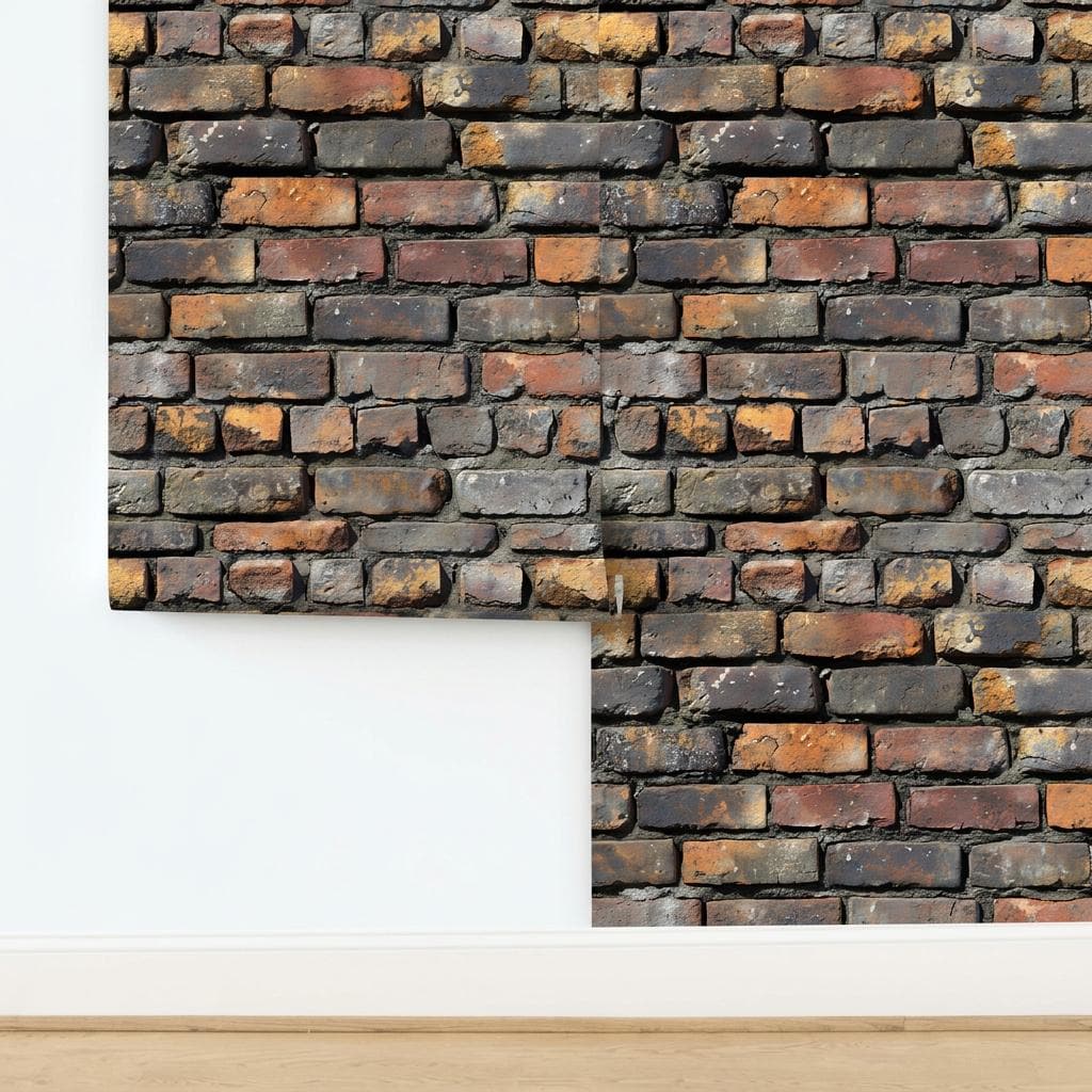 Rustic Industrial Brick Wallpaper Mural, Faux Exposed Wall Decor, Urban Loft Backsplash