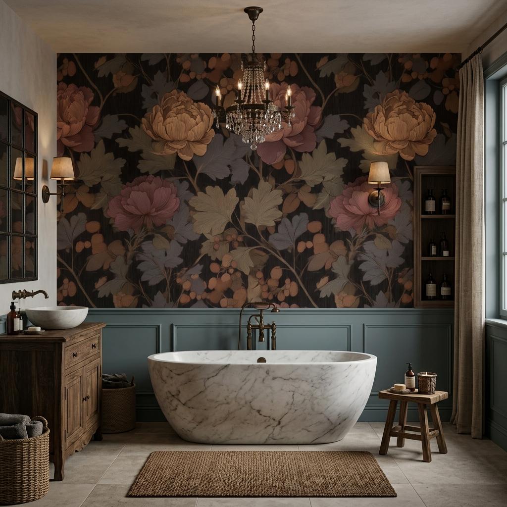 Dark Floral Wallpaper, Moody Botanical Statement Wall, Victorian Decor-WP0215