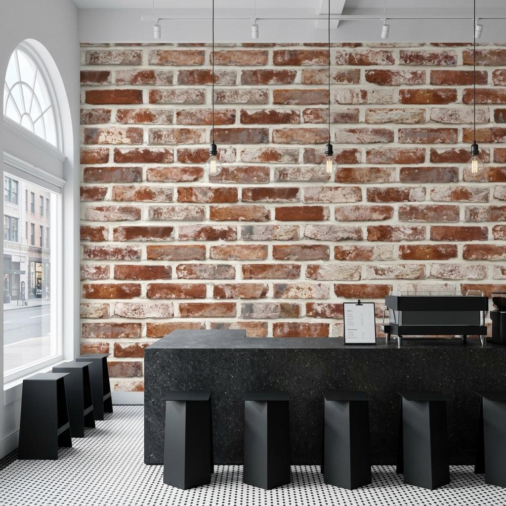 Rustic Industrial Red Brick Wallpaper, Exposed Brick Loft Decor Peel and Stick