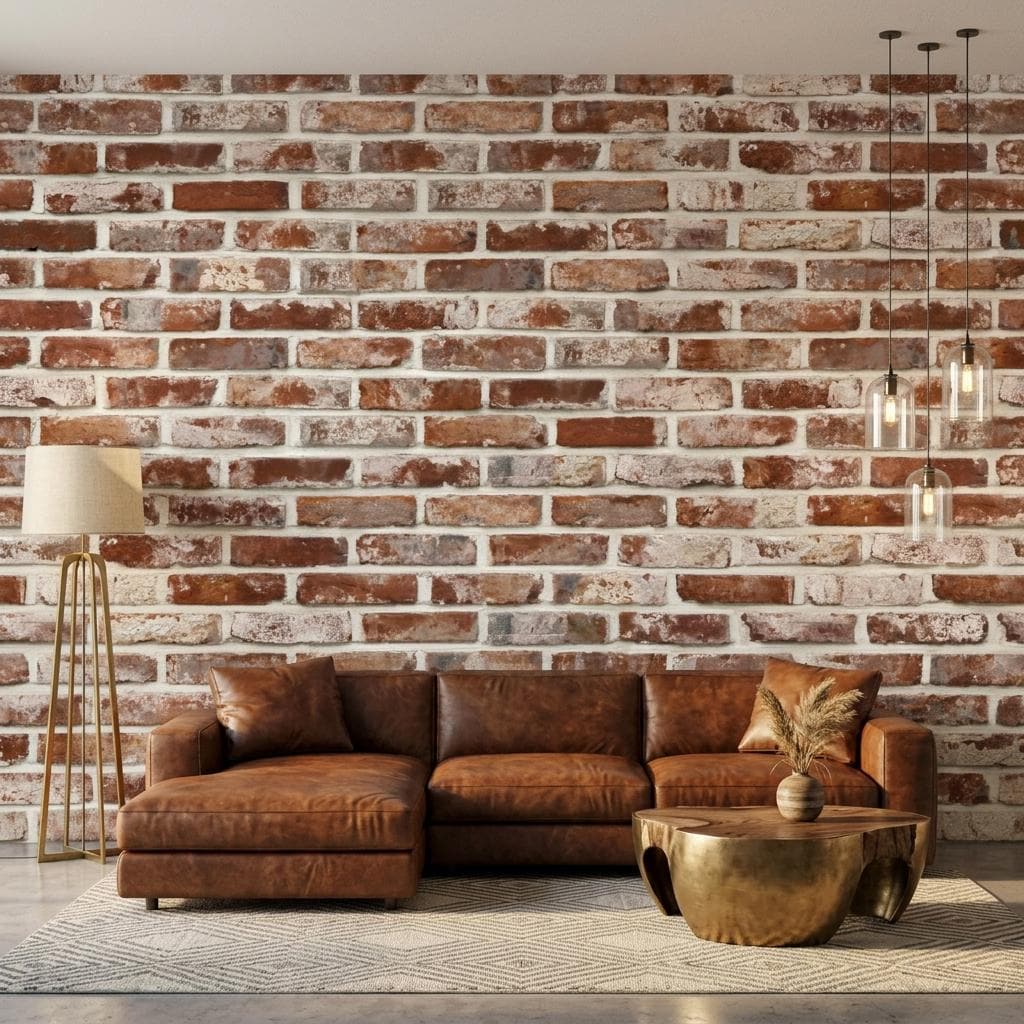 Rustic Industrial Red Brick Wallpaper, Exposed Brick Loft Decor Peel and Stick