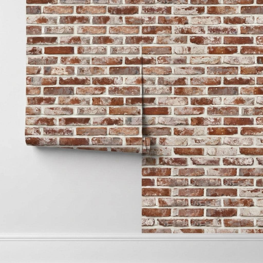 Rustic Industrial Red Brick Wallpaper, Exposed Brick Loft Decor Peel and Stick