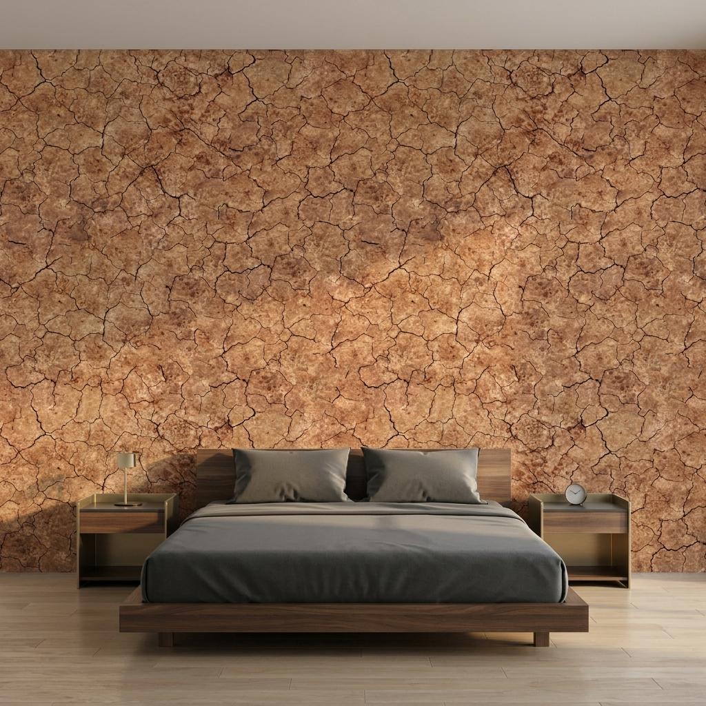 Terracotta Textured Wallpaper, Cracked Earth Wall Mural,Peel Stick Home Decor-WP0232