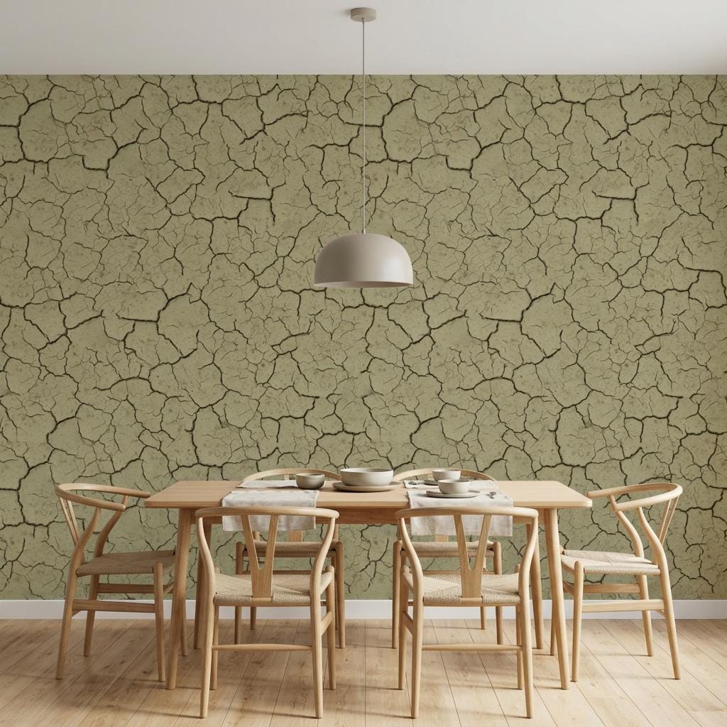 Sage Green Cracked Earth Wallpaper, Textured Wall Mural,Peel Stick Home Decor-WP0233